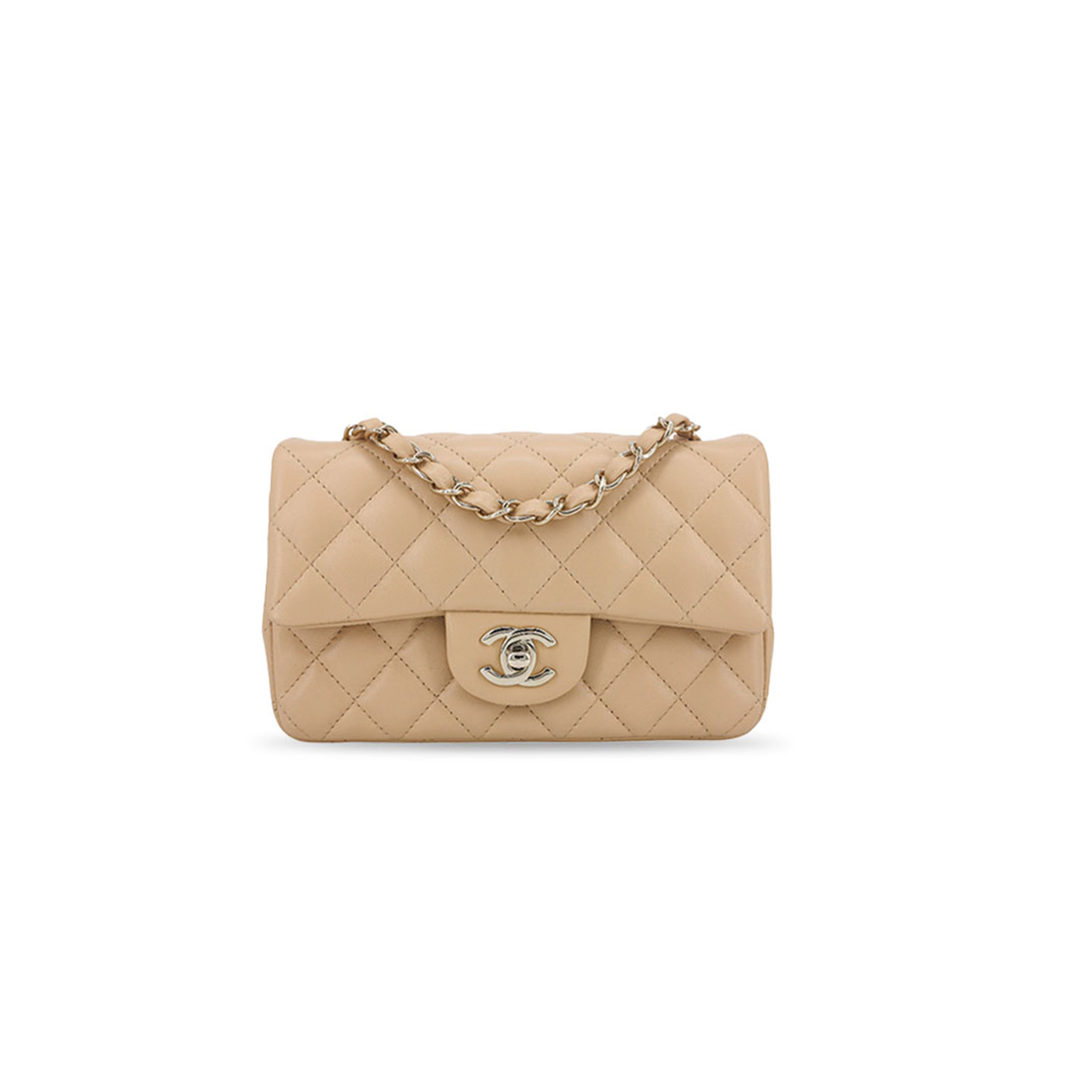 Ch**el master beige lambskin mini rectangular flap bag (20*12*6cm)